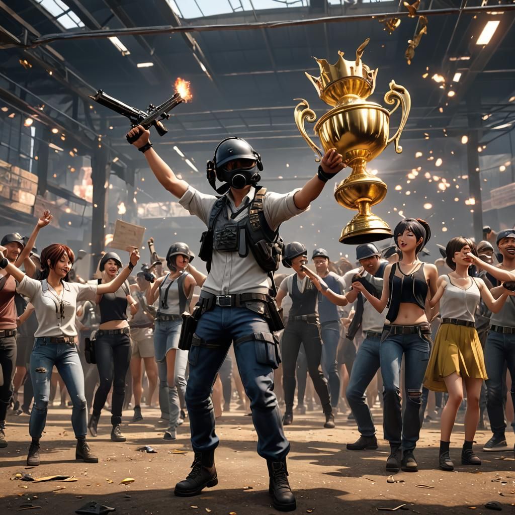 Victorious PUBG Player Celebrates in 3D Anime Style