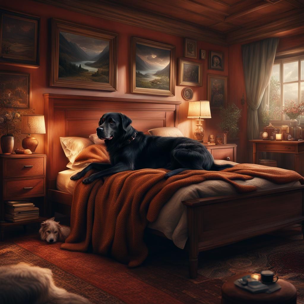 Man and Dog Embrace: Cinematic Digital Painting