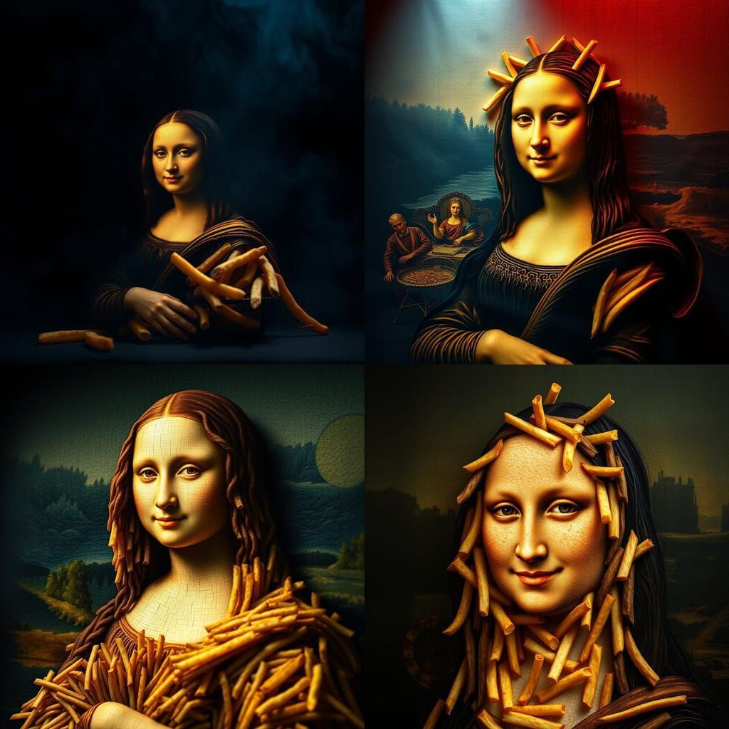 Hyperrealistic Fries Portrait of the Mona Lisa