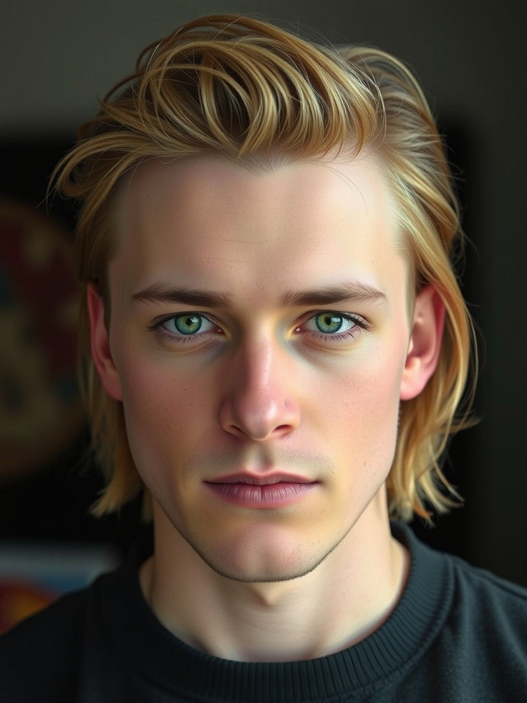 Hyperrealistic Portrait of a Young Man with Golden Hair