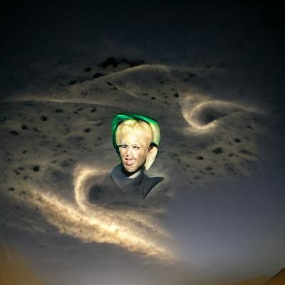Giant Face Over Joshua Tree at Night