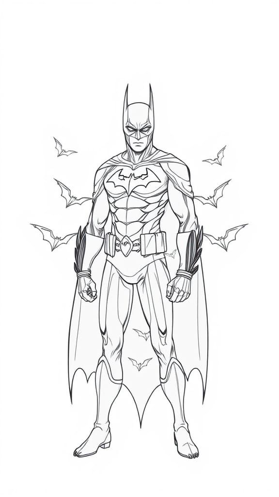 Ethereal Batman Portrait in Fine-Line Illustration