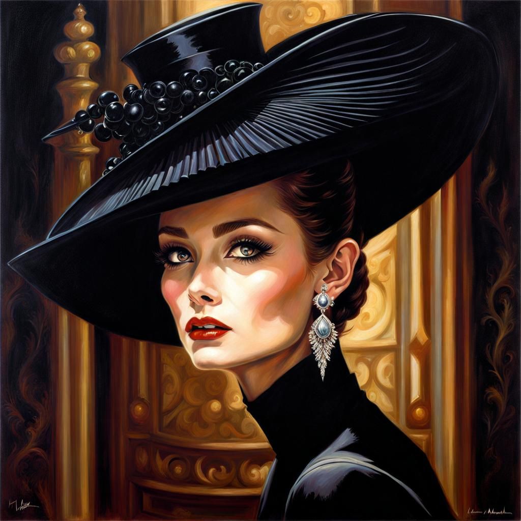 Gothic Audrey Hepburn Portrait in Dark Fantasy Style