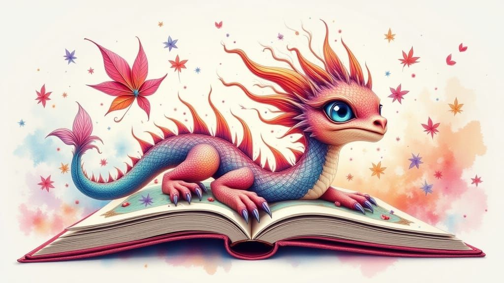 Friendly Dragon Emerges from Storybook in Neo-Impressionist ...