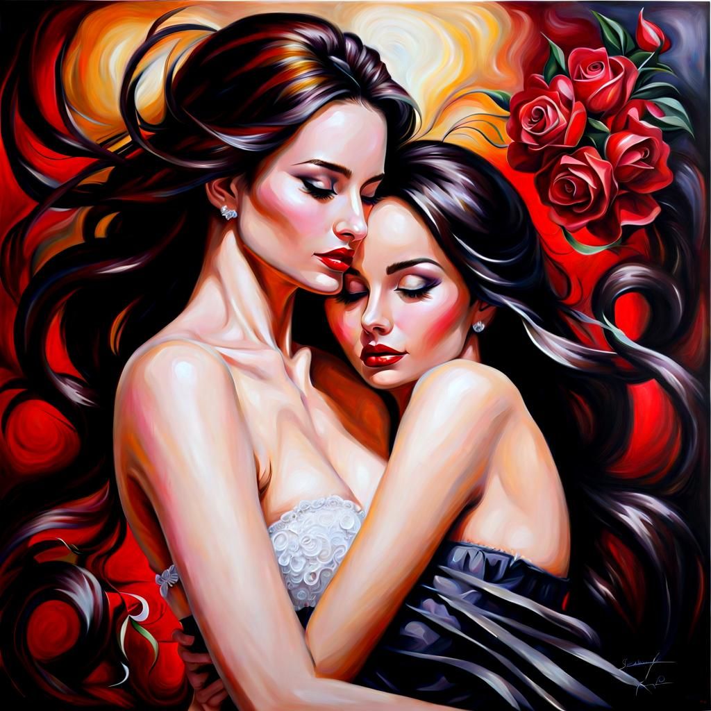 Alluring Seduction Captured as Oil Painting