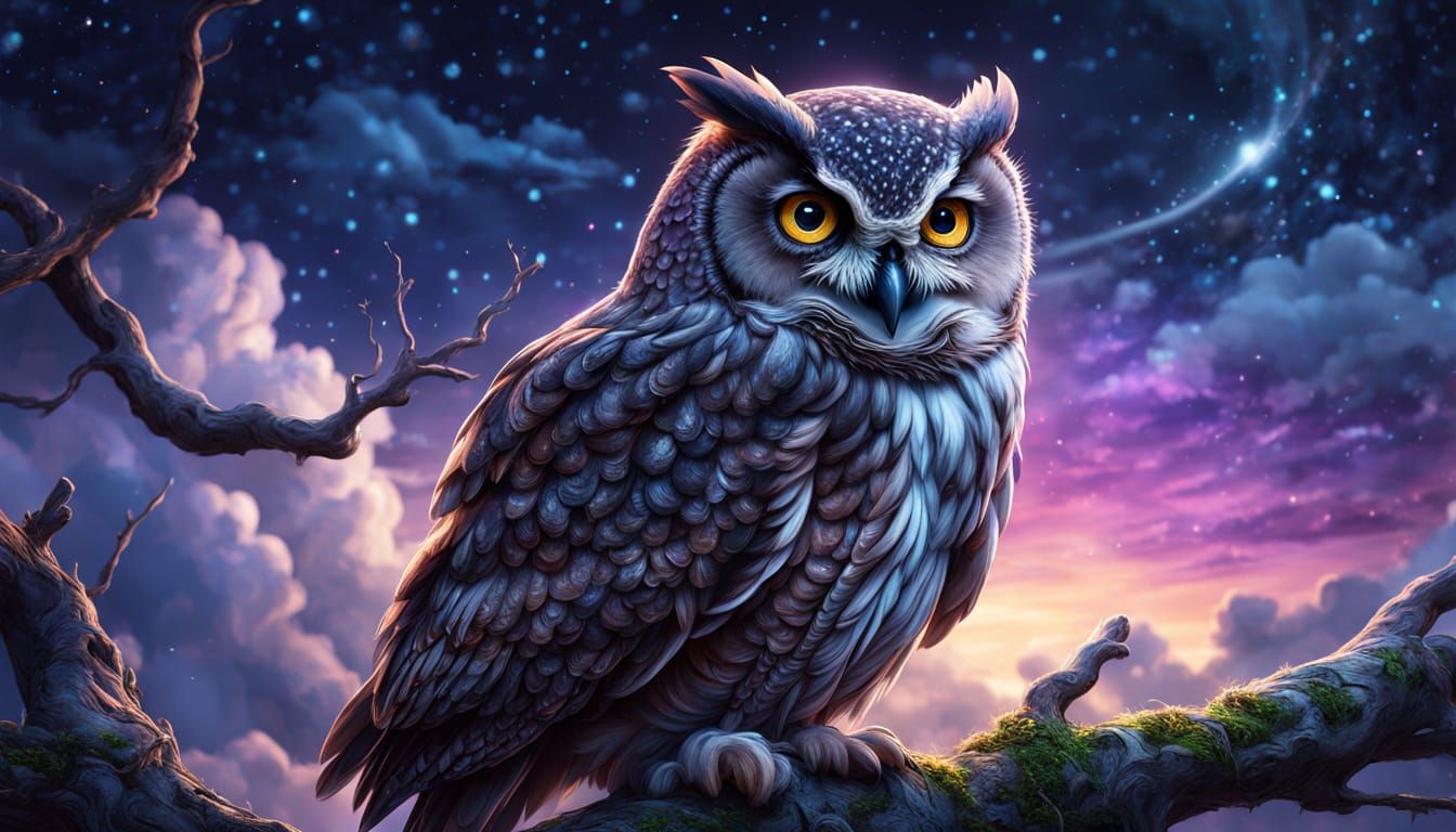 Wise Owl in Fantasy Digital Painting Style