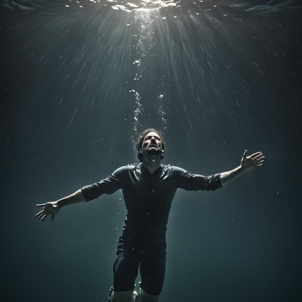 Underwater Drowning Scene: Helplessness and Surrender