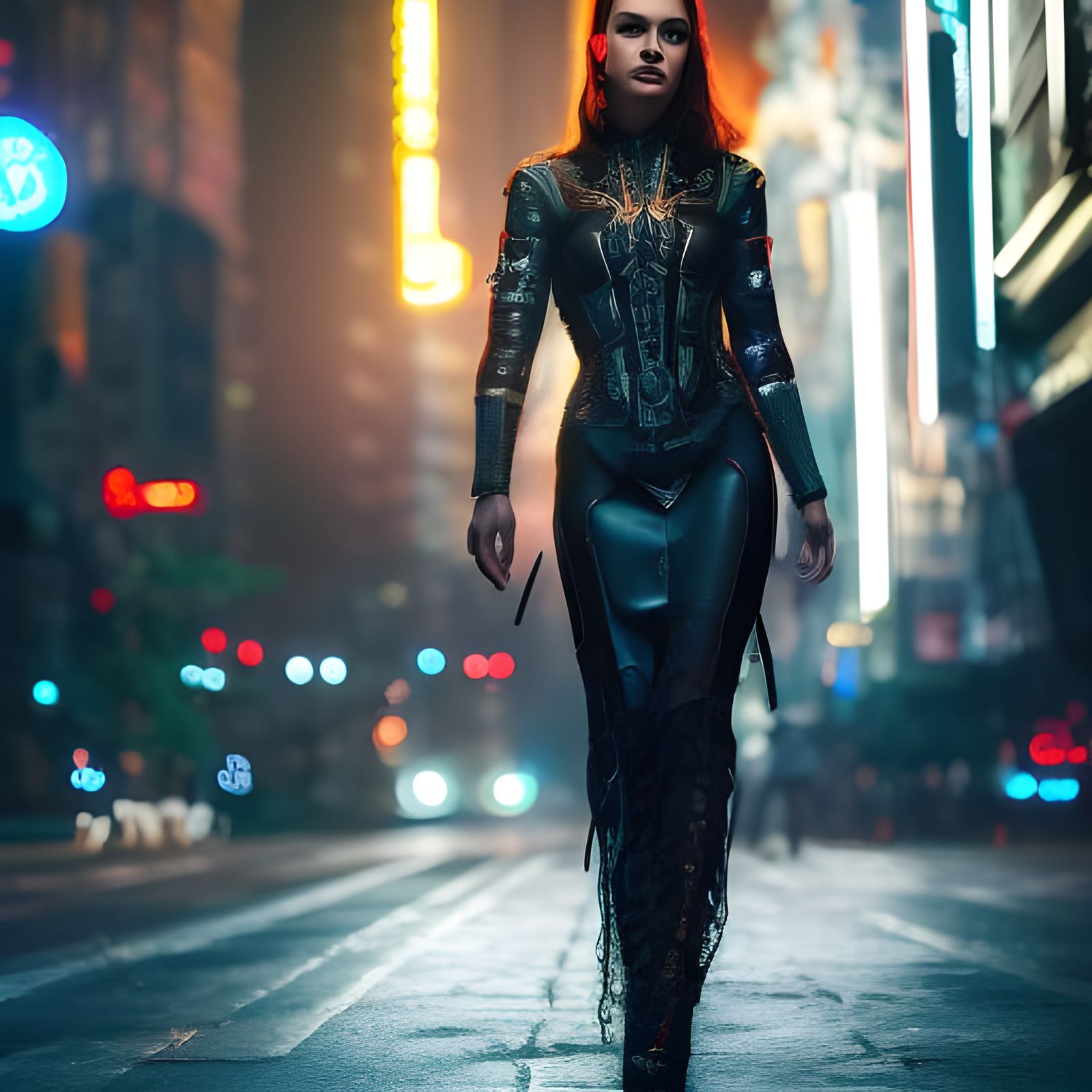 Cyberpunk Woman Portrait in Neo-Tokyo Style