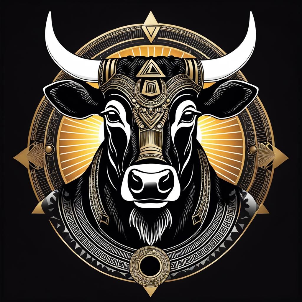 Apis the ancient Egyptian deity - sacred bull. A  black body...