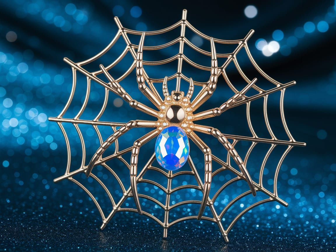 Luxurious Golden Spider with Iridescent Jewel