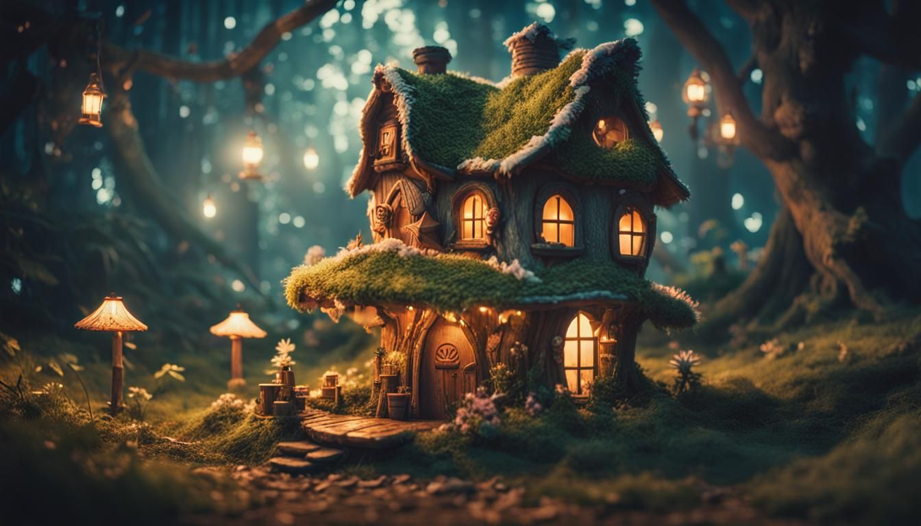 Enchanting Fairy House with Cinematic Lighting