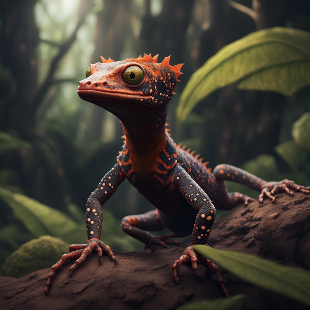 Gila Monster Gecko Hybrid in Detailed Matte Painting