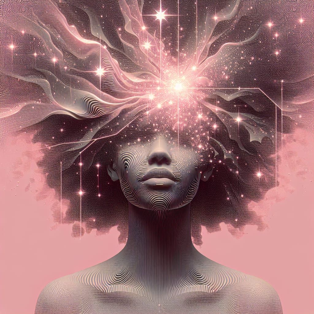 Ethereal Star Woman Portrait in Pop Art Style