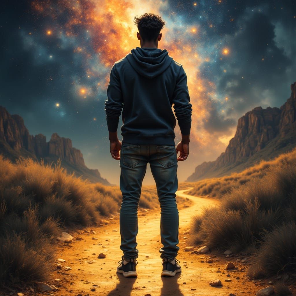 Football Player on Cosmic Path to Stars