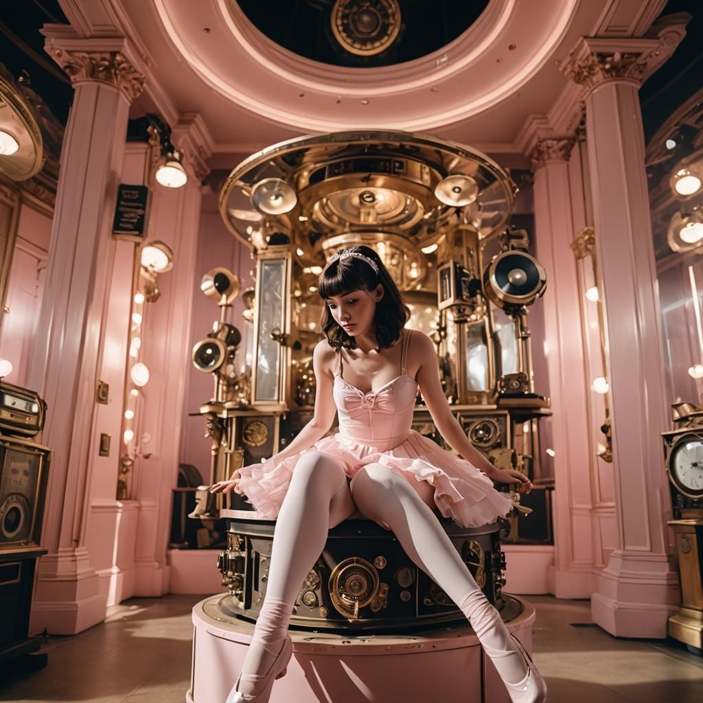 Young Ballerina on Music Box: Cinematic Film Still