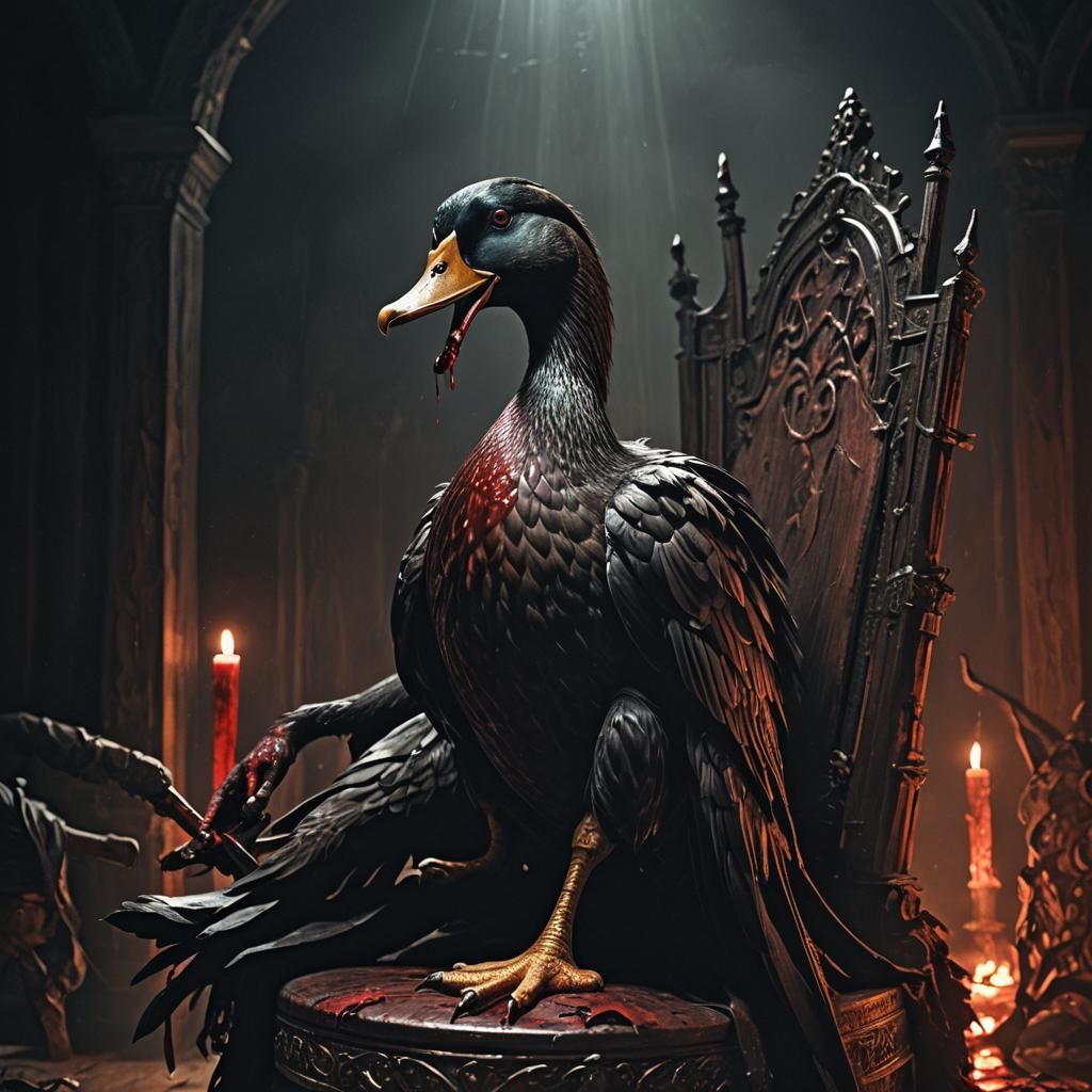 Killer Duck on Throne: A Dark Fantasy Close-Up