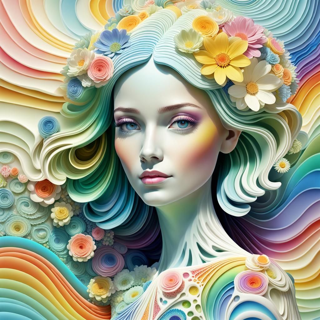 Rainbow Woman Emerges from Floral Birthday Cake