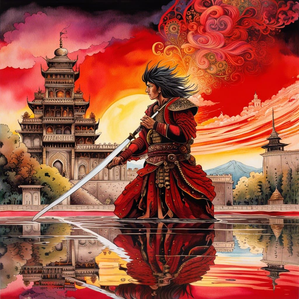 Afghani Warrior Reflects, Alcohol Ink Mixed Media