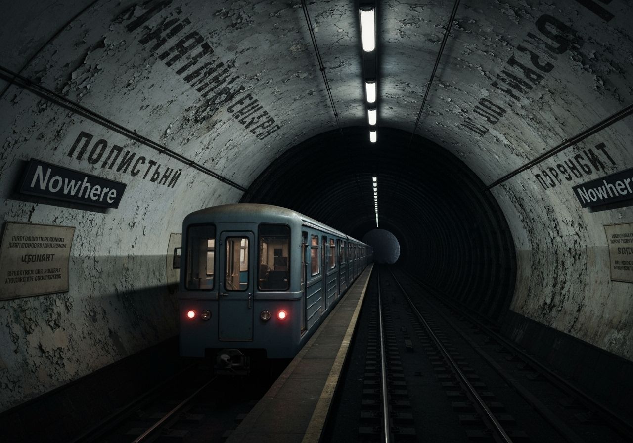 Ominous Train in Derelict Subway Station
