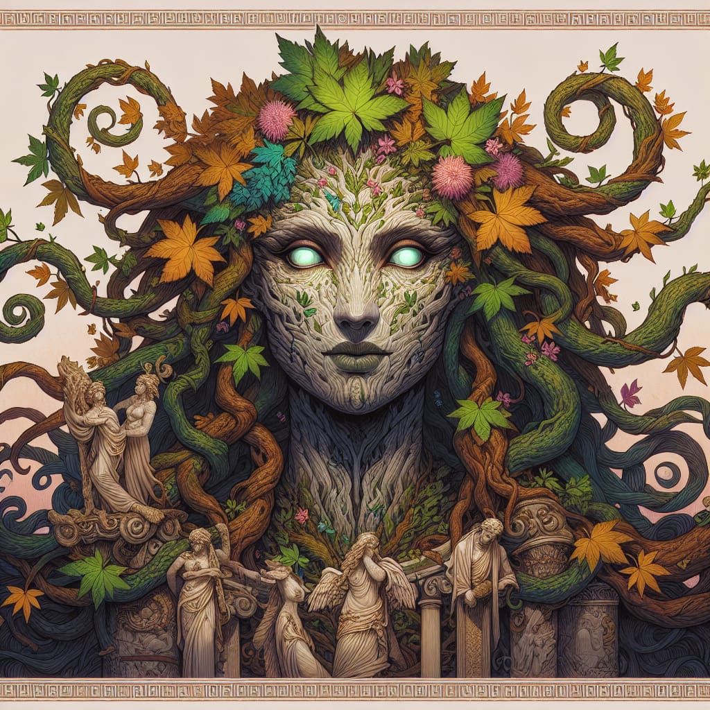Nature-Themed Humanoid Figure in Fantasy Setting