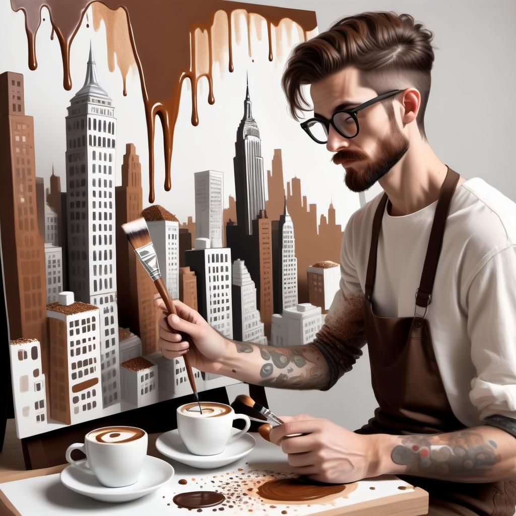 Coffee Artist Paints Maximalist Cityscape in CGI Comic Style
