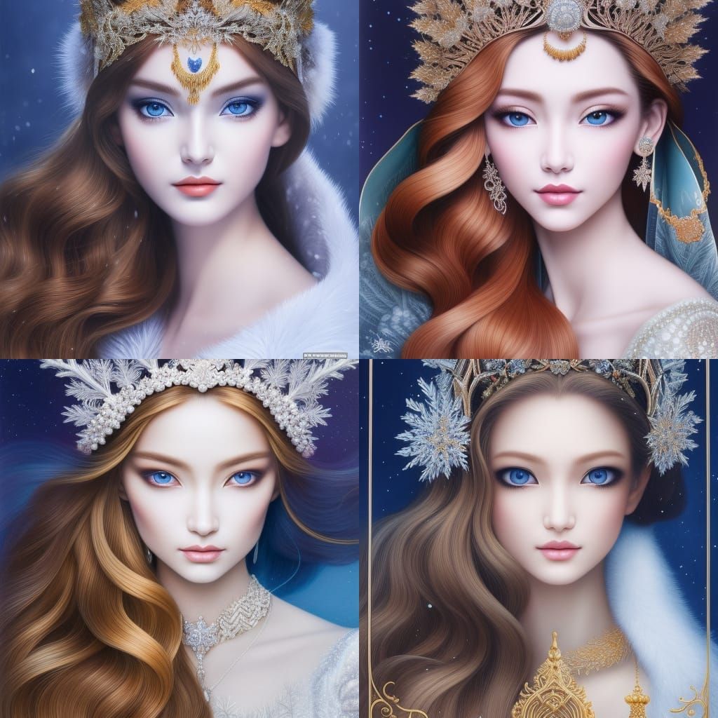 Intricate Snow Queen Portrait in Vivid Colors