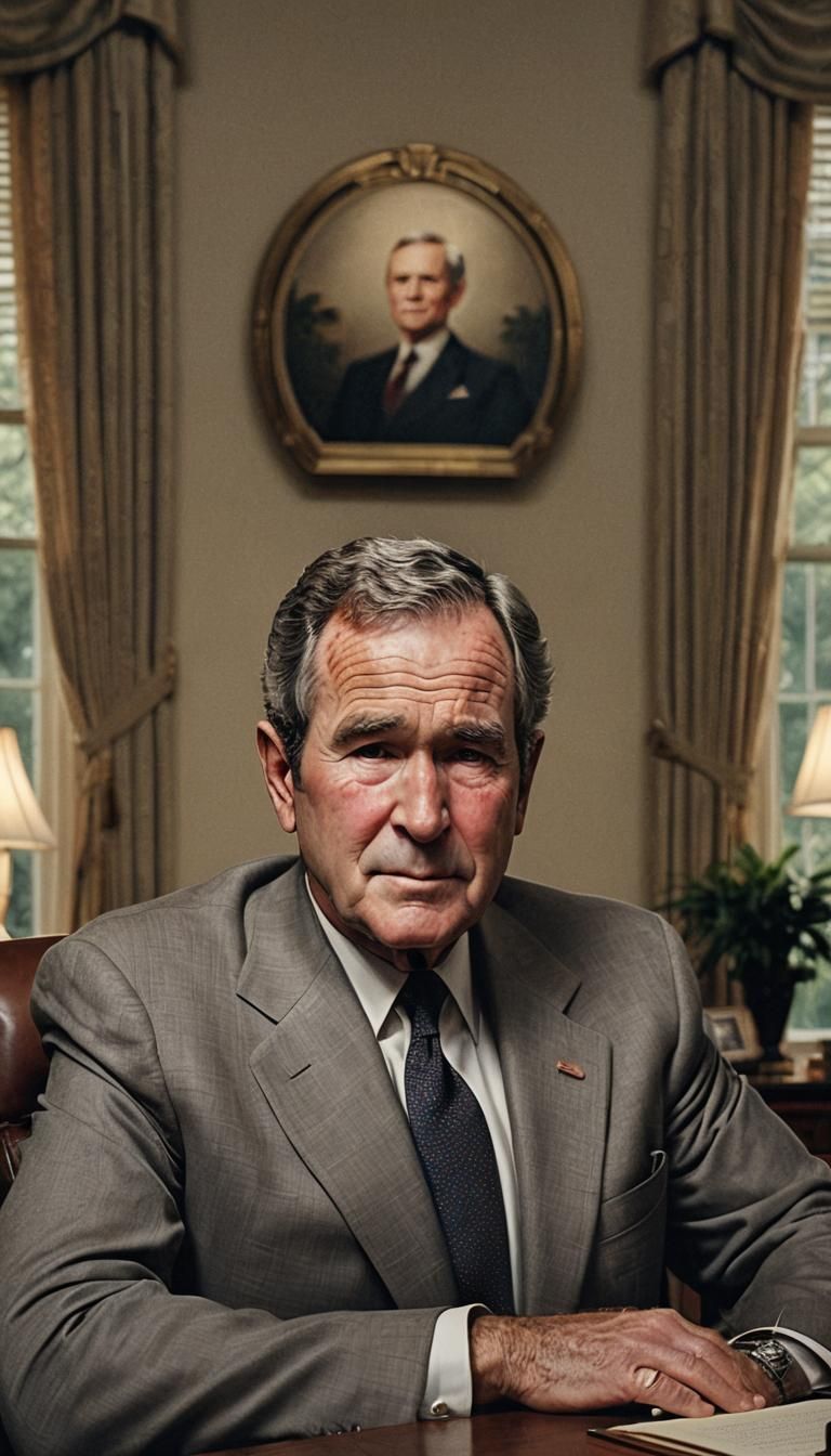 George Bush Portrait in Hyperrealistic Style