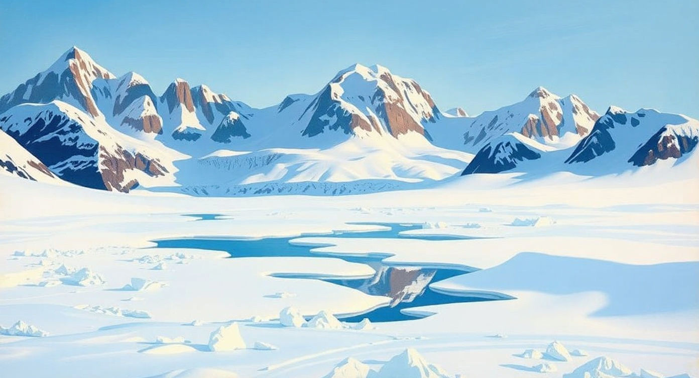 Impressionistic Antarctic Landscape with Mountains and Ice