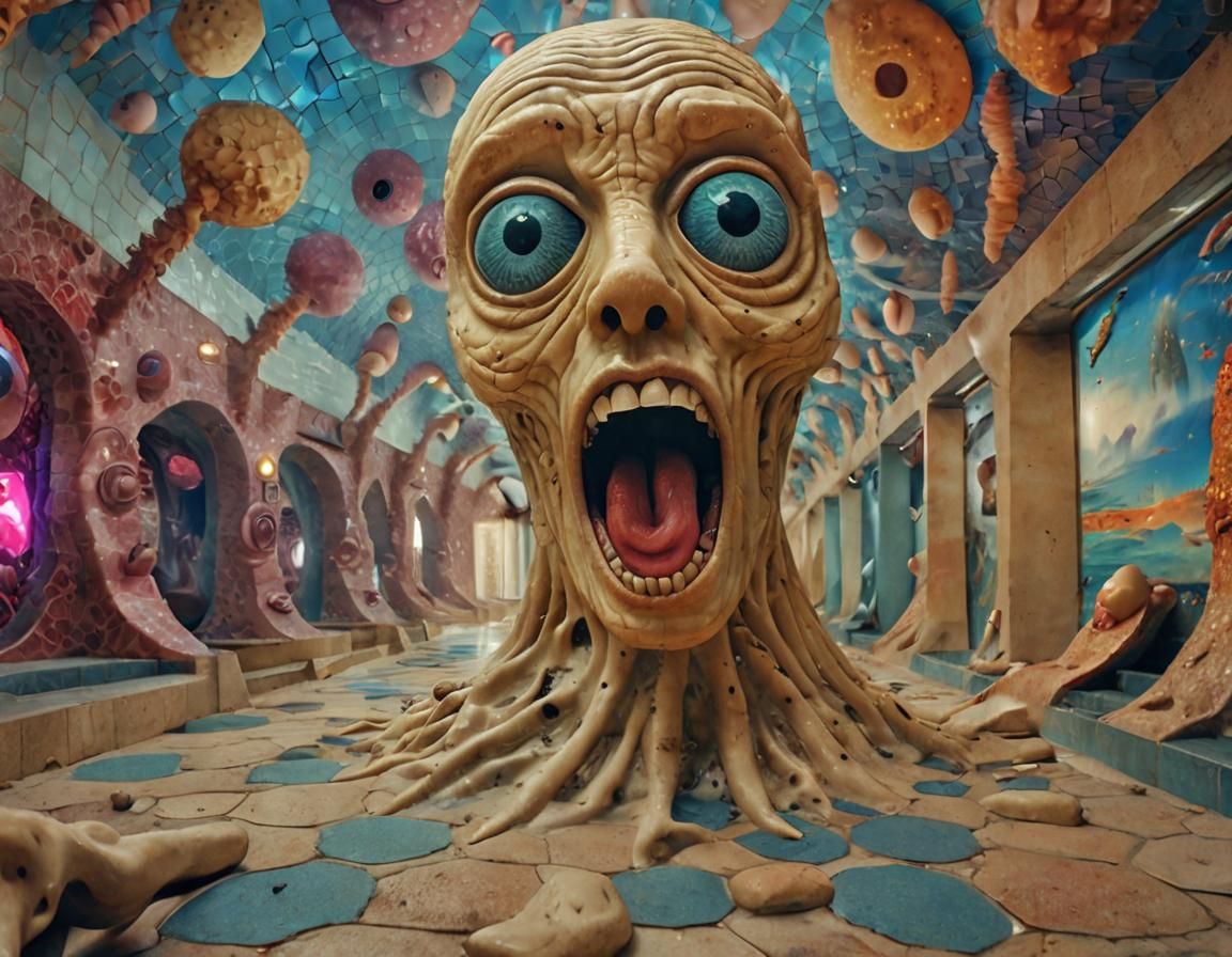 Psychedelic Vaporwave Landscape Portrait with Dramatic Light...