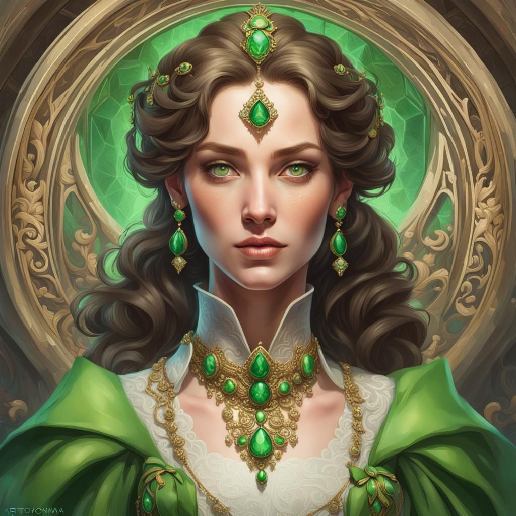 Green-Eyed Aristocrat: Hyperdetailed Portrait