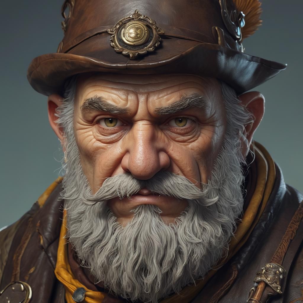 Grizzled Dwarf Thief Portrait in Oil Painting Style