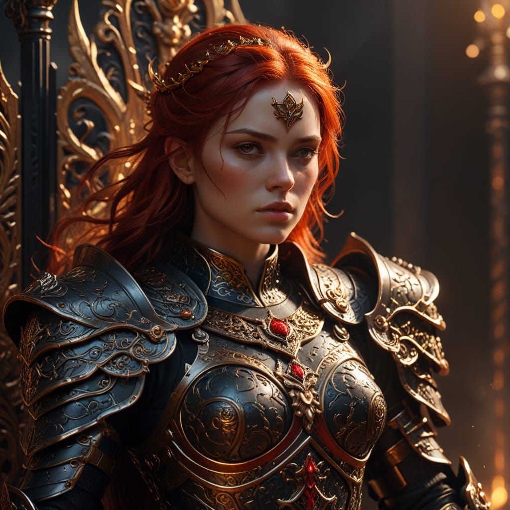 Female Warrior Princess on Throne in Digital Art