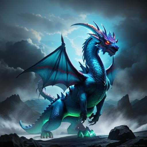 Colorful Dragon with Glowing Aura