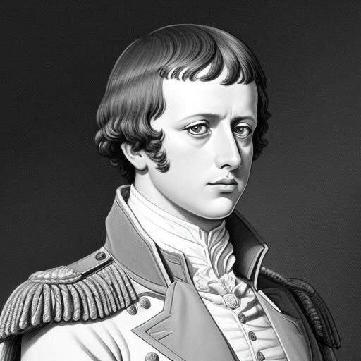 Napoleon in Black and White Line Art