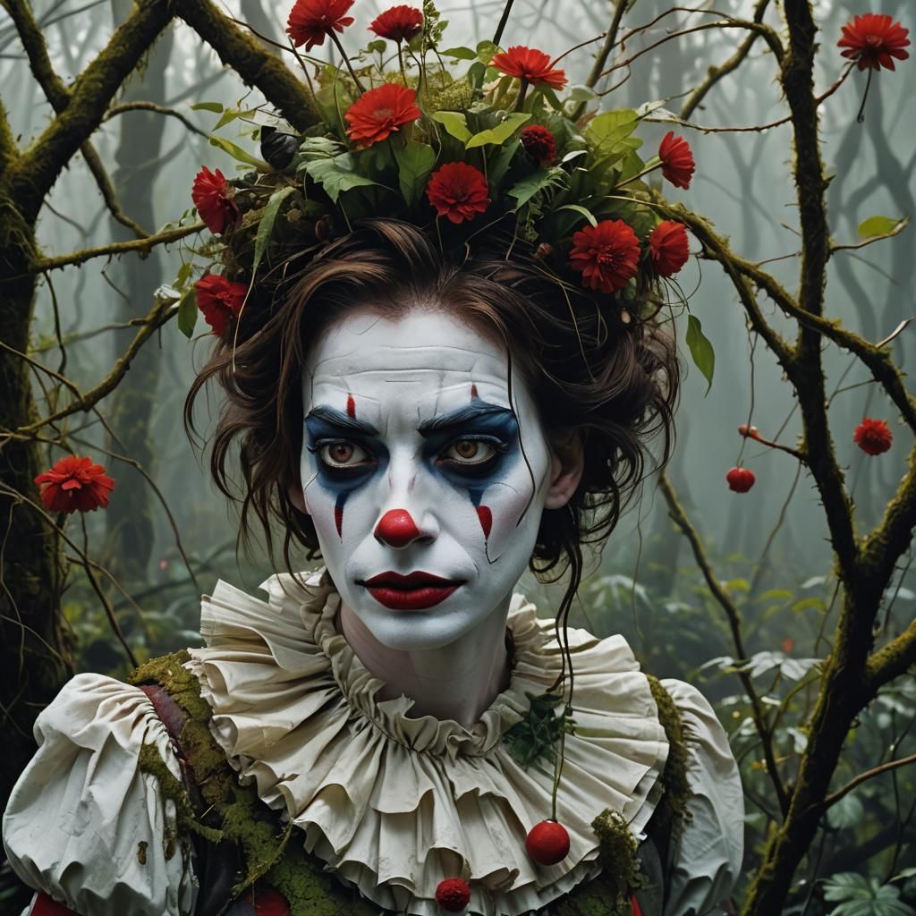 Surreal Clown Portrait in Pop Art Style