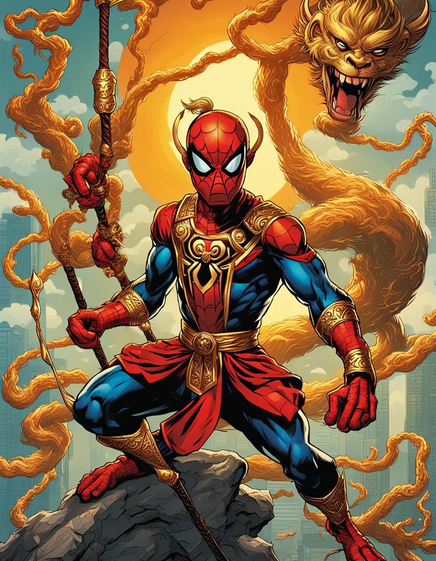 Spider-Man as Monkey King: Comic Book Cover