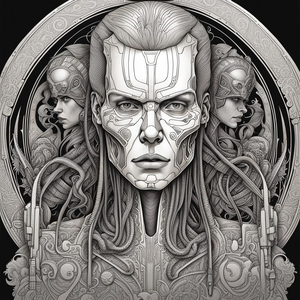 Terminator Portrait in Chalk Art Style