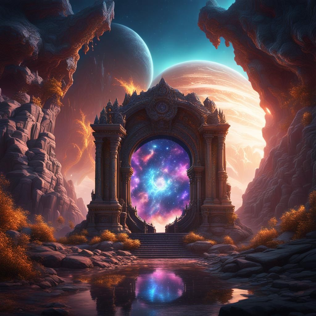 Fantastical Cosmic Portal in Detailed Matte Painting