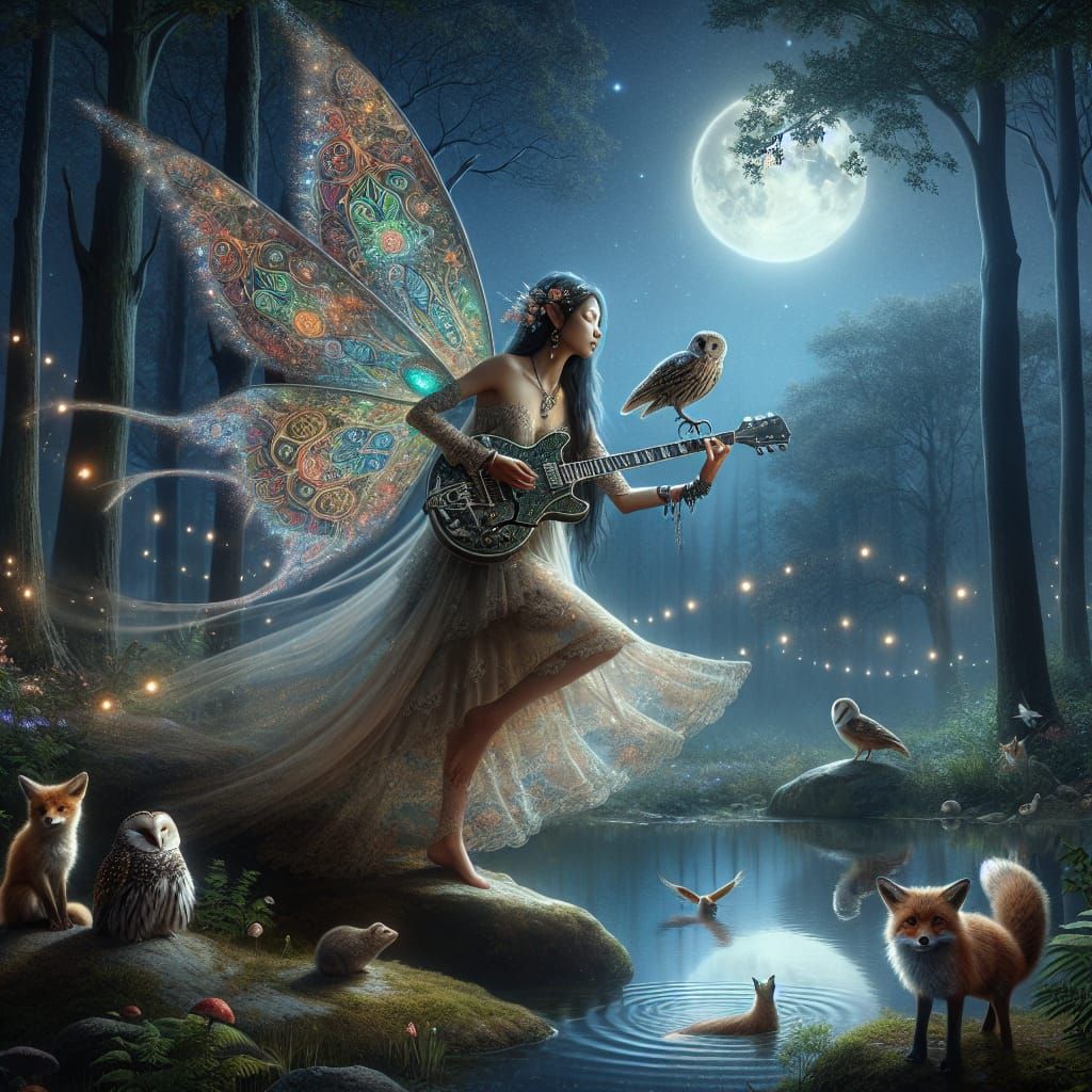 Whispering Faerie Serenade in the Moonlit Forest