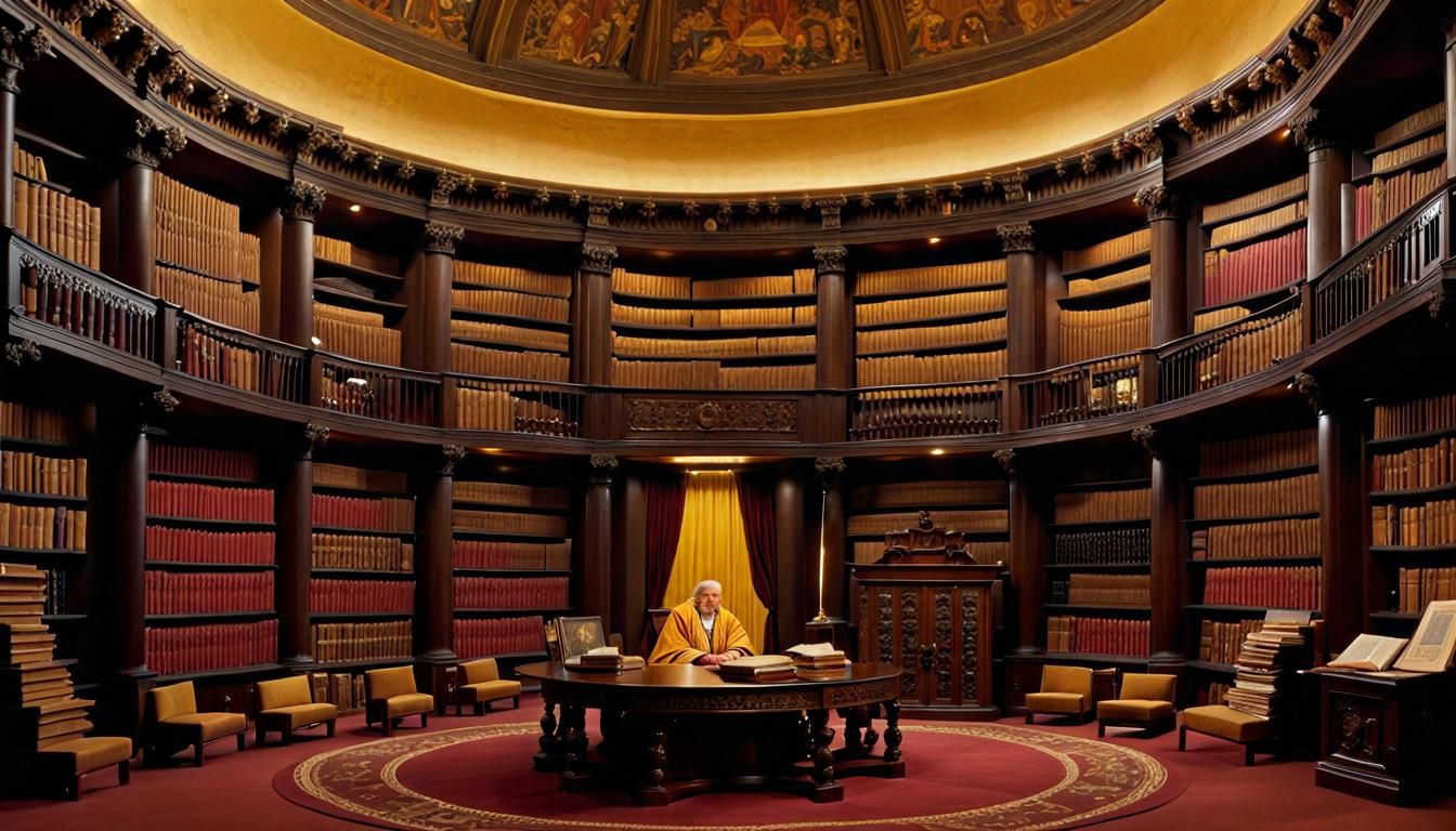 Grand Library Interior in Old Master Style