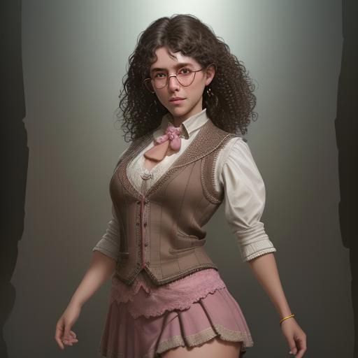 Detailed Portrait of a Brunette Witch in Art Nouveau Style