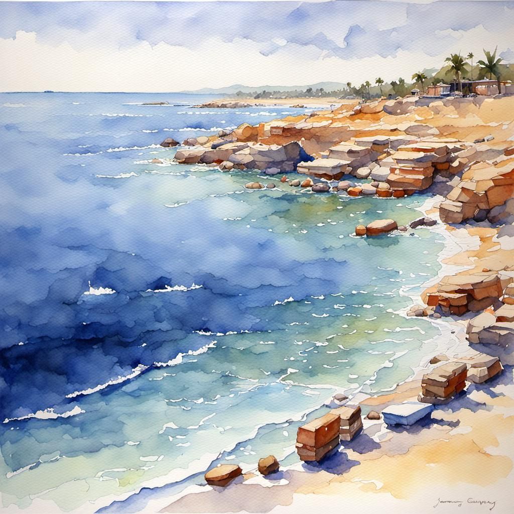 Watercolor Landscape in Oil Painting Style