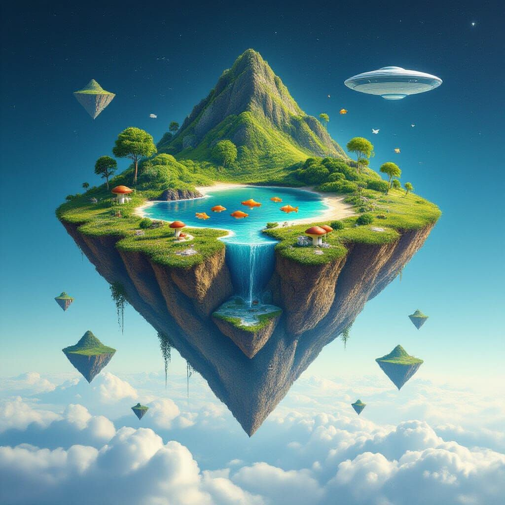 Floating Inverted Island in the Sky