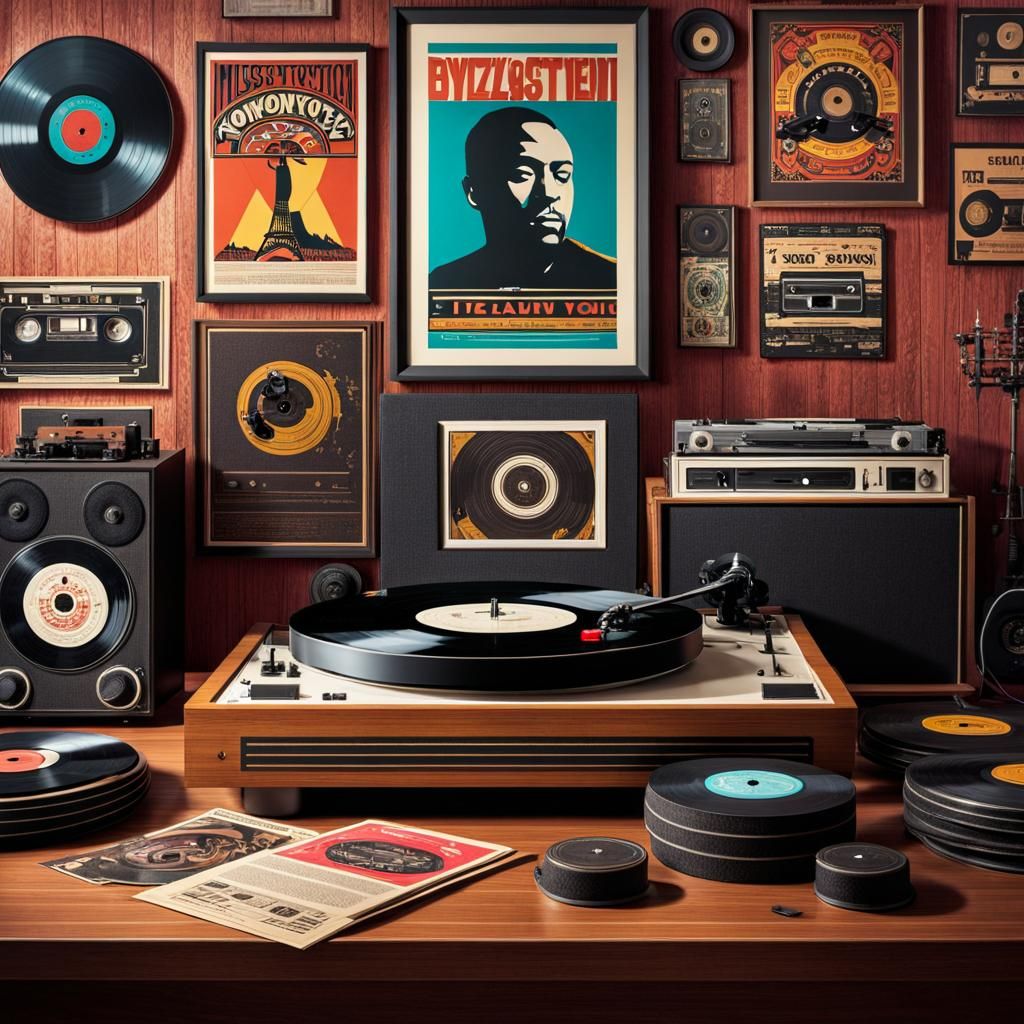 Vintage Room with Turntable and Vinyl Record