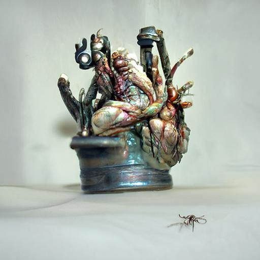 Biopunk Statue in Oil Painting Style Diorama