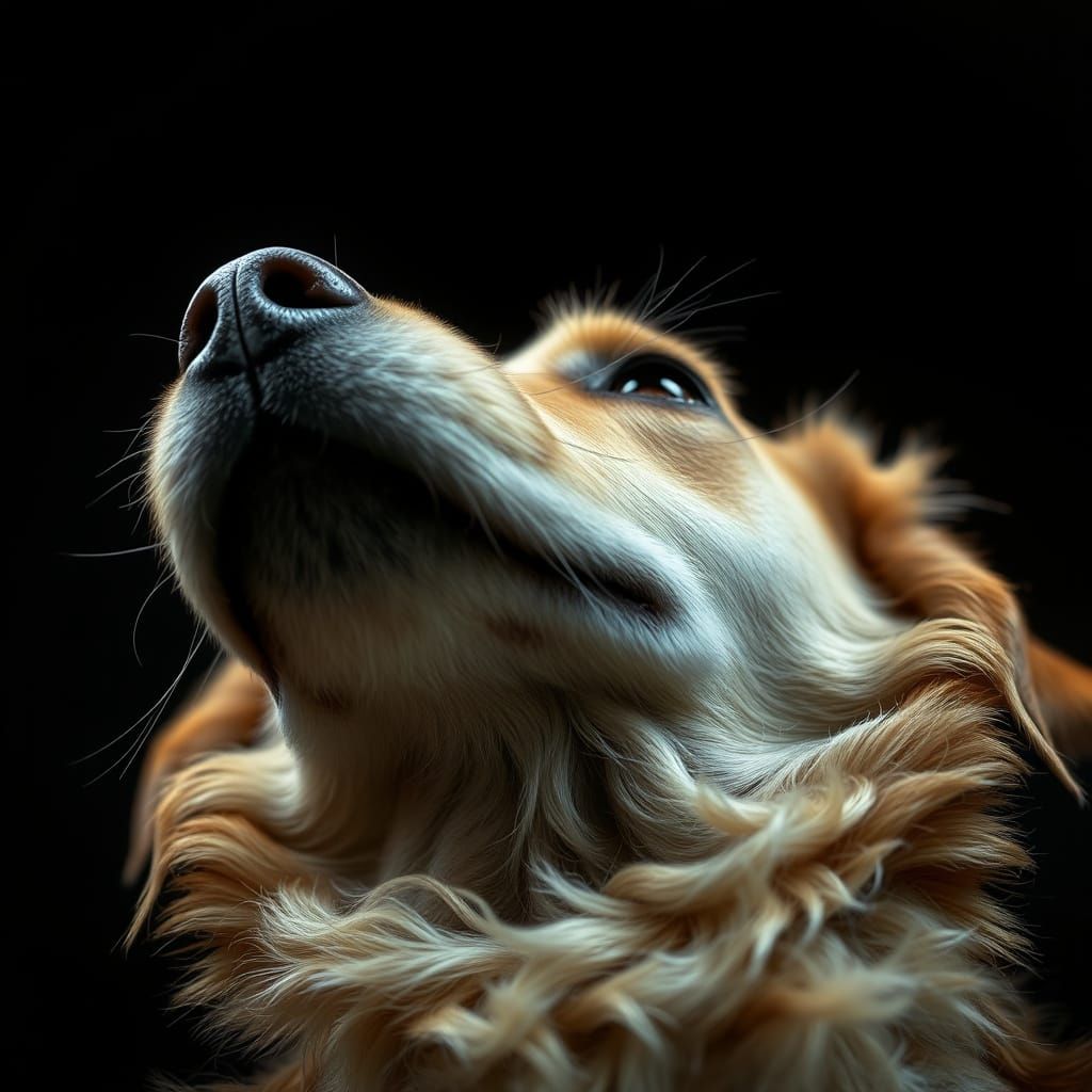 Low Angle Shot of a Dog with Intricate Fur