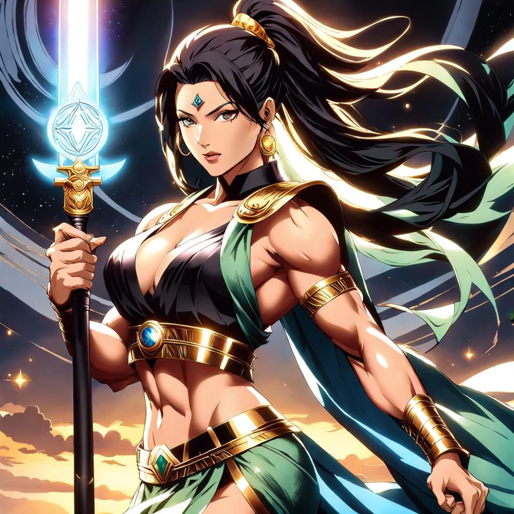 Beautiful Muscle Woman at the age: Unknown, as ultra powerful Goddess , wearing a entire Ancient toga skimpy outfit, Sup...