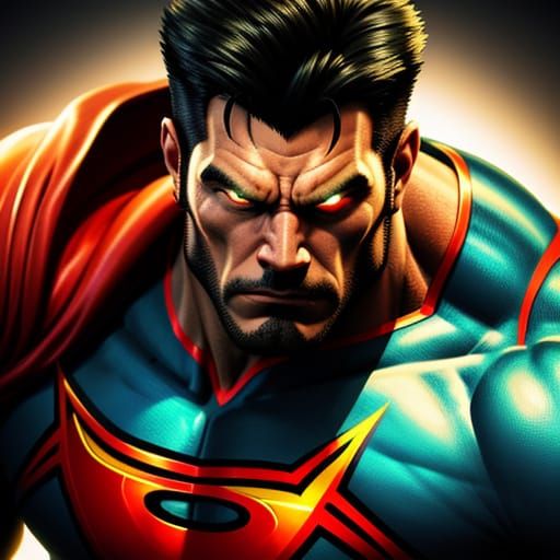 Heroic Muscle Man in Jaguar Suit, Comic Book Style