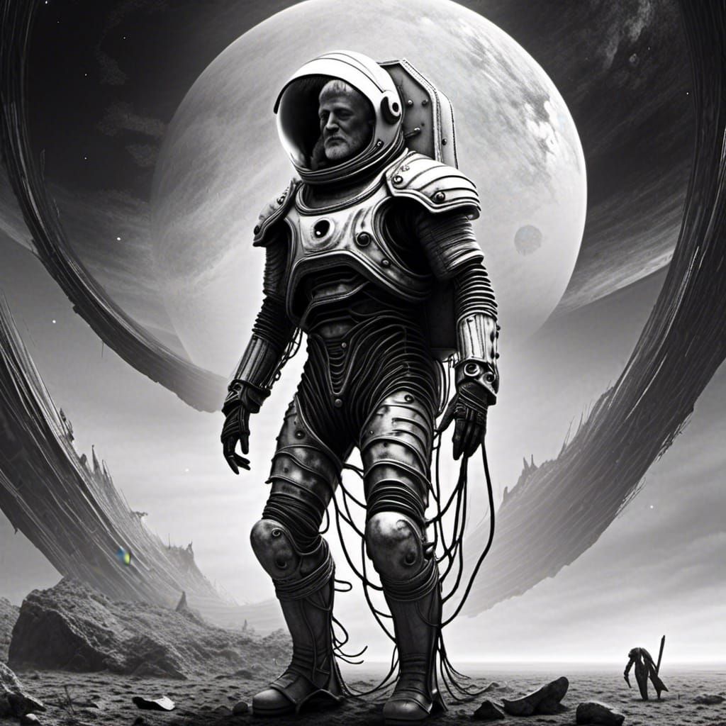 Astronaut Portrait in Dark Solarpunk Style