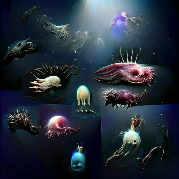 Bioluminescent Deep Sea Creatures in the Abyss